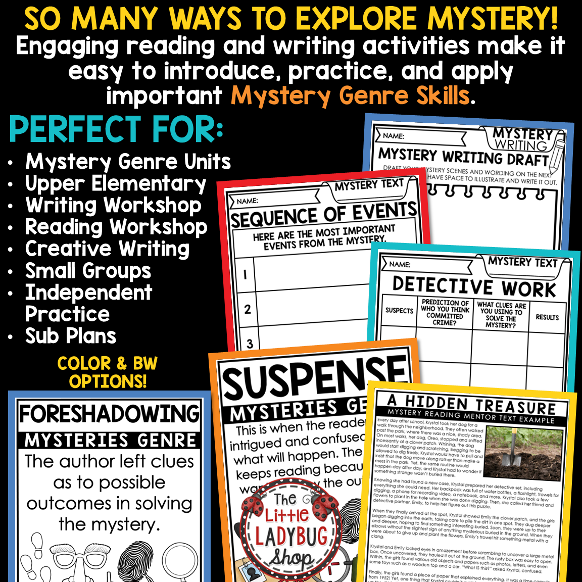 Mystery Genre Reading Writing Graphic Organizers Posters Mysteries