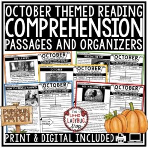 October Fall Reading Comprehension Passages and Questions 3rd 4th Grade