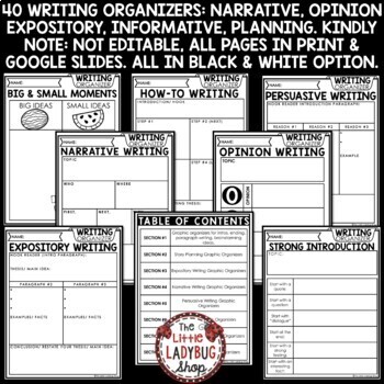 Opinion Expository Writing Graphic Organizers Personal Narrative How-To Notebook-3