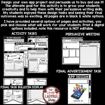 Persuasive Writing Activity Task Design Create an App Project Based Learning PBL-3