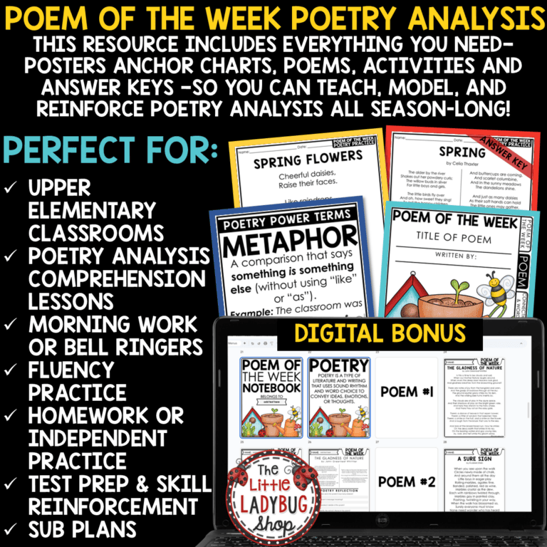 Poem of the Week Spring Poetry Analysis Reading Comprehension - The ...