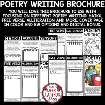 Poetry Writing Template Activity Haiku, Acrostic, Alliteration Poem Flip Book-3