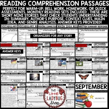 September Poetry Fables Reading Comprehension Passages Questions 3rd 4th Grade-2