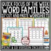 Word Families Phonics Activities Worksheets