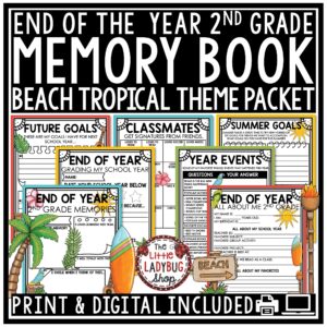 Beach Summer Tropical End of Year Memory Book 2nd Grade