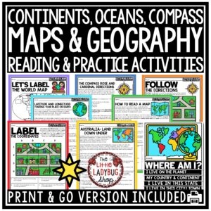 Geography Me on a World Map Skills Worksheets Continents and Oceans Maps Globes