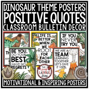 Motivational Positive Affirmations Prehistoric Dinosaur Theme Classroom Posters