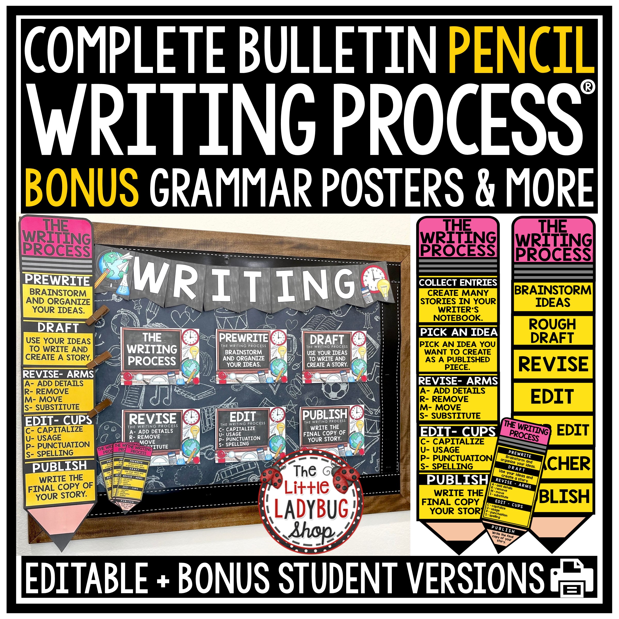 Writing Process Giant Pencil Posters Grammar Writers Workshop