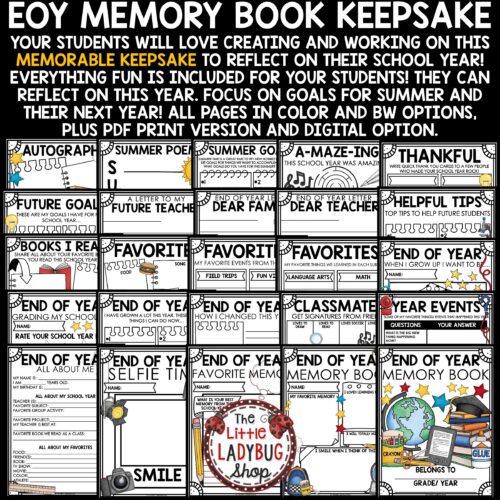 End of Year Memory Book 3rd 4th 5th Grade