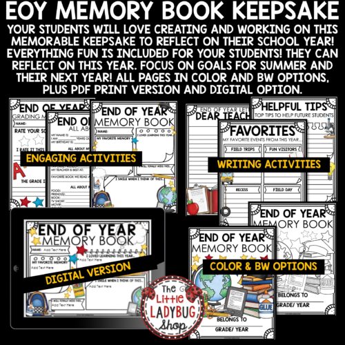 End of Year Memory Book 3rd 4th 5th Grade