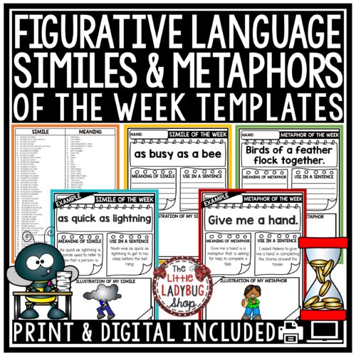 Similes and Metaphors Figurative Language Worksheets