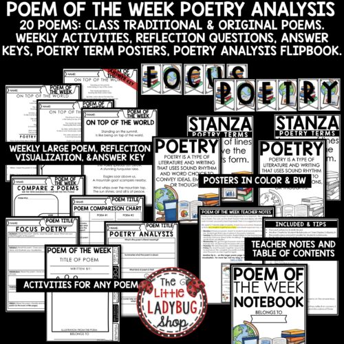 Focused Poem of the Week Poetry Unit Reading Comprehension Passages and Questions