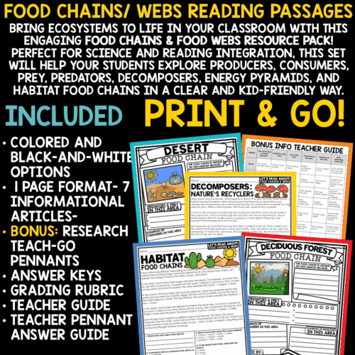 Animal Habitats Ecosystems Food Chains and Food Webs Worksheets