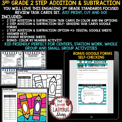3rd Grade Math 2 Step Addition and Subtraction STAAR Test Prep Problem Solving