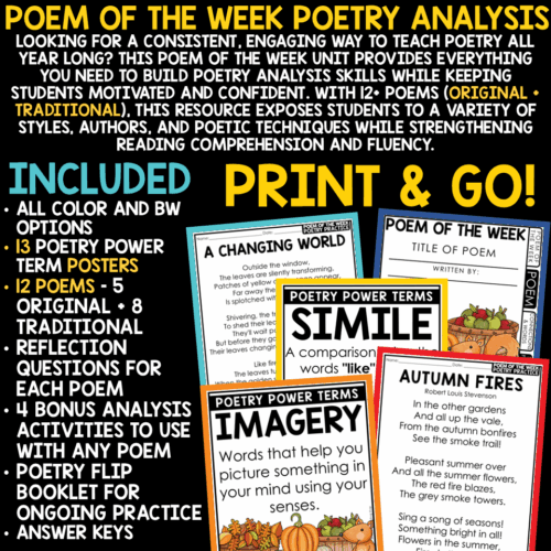 Autumn Poem Fall October Poetry Reading Comprehension Passages 3rd 4th 5th Grade