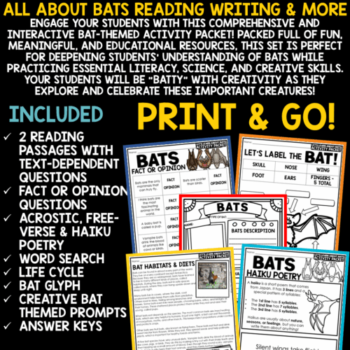 All About Bats Reading Science Template Halloween Bats Week Writing Activities