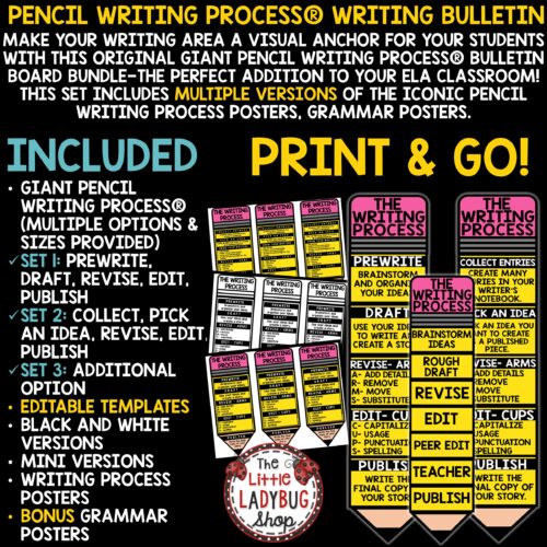 Writing Process Giant Pencil Posters Grammar Writers Workshop