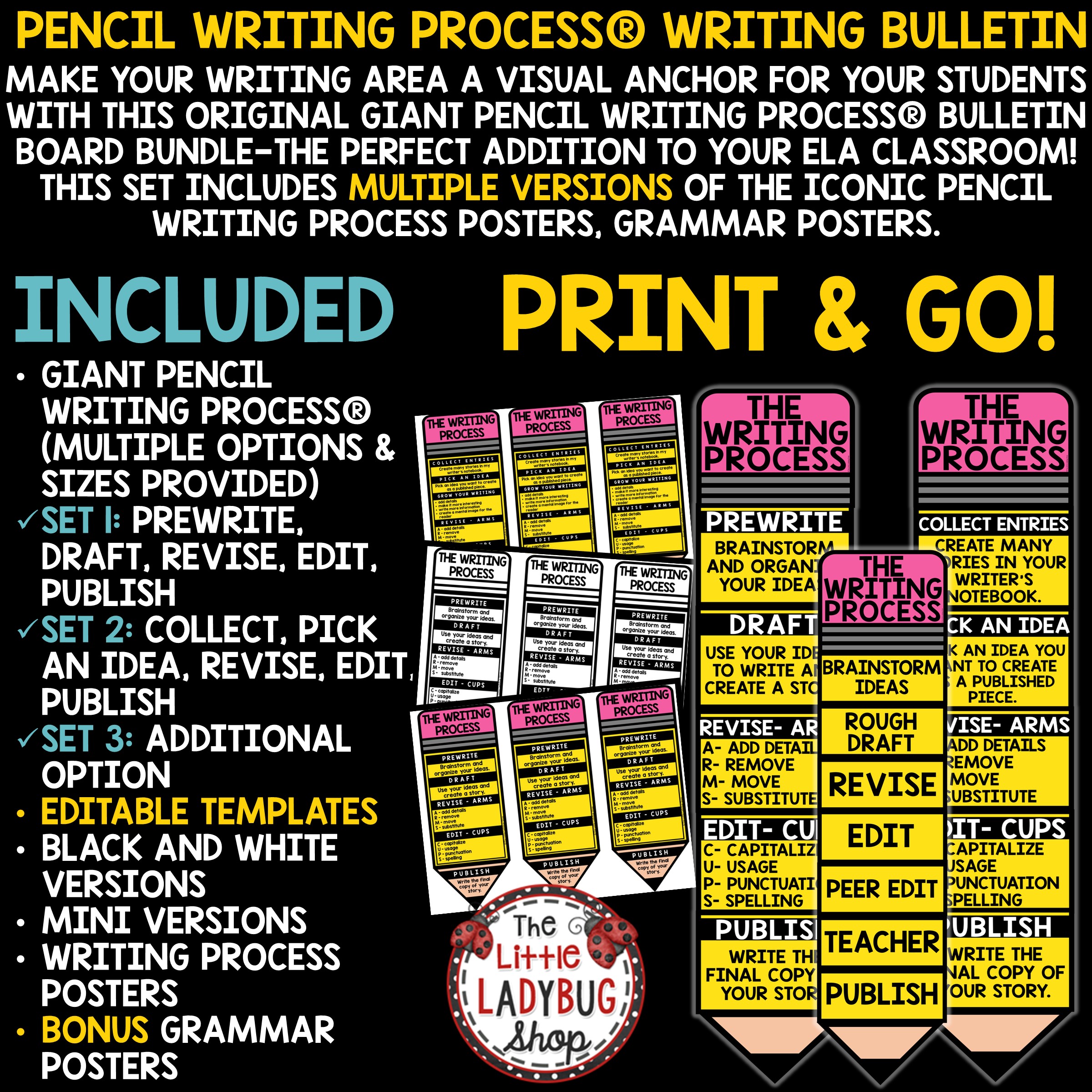 Writing Process Giant Pencil Posters Grammar Writers Workshop