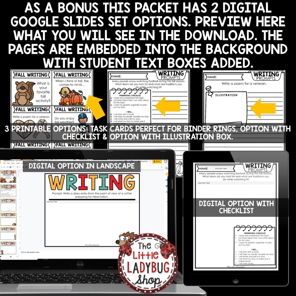 October November Fall Writing Prompts 3rd 4th Grade - The Little ...