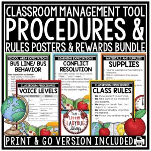 Back to School Classroom Procedures Routines Rules Expectations Posters Rewards