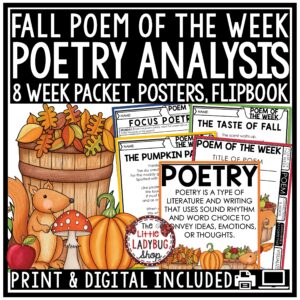 Fall Poem of the Week Poetry Analysis 4th, 5th Grade