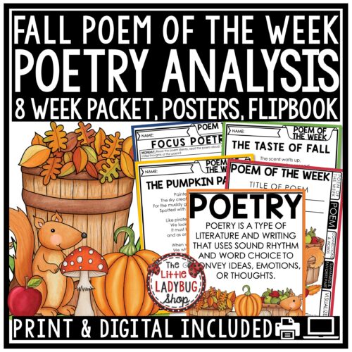 Fall Poem of the Week Poetry Analysis 4th, 5th Grade