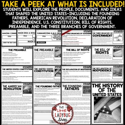 US History Activities Constitution Day Founding Fathers 3 Branches of Government