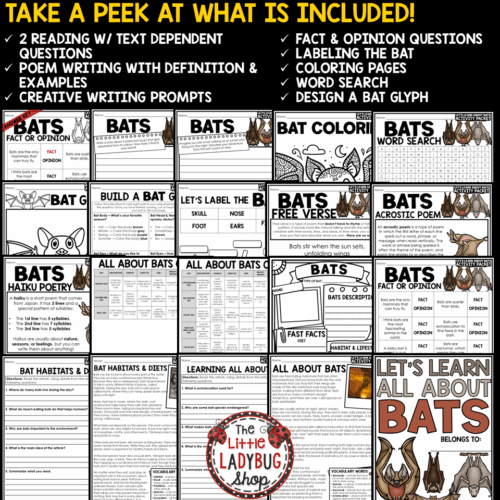 All About Bats Reading Science Template Halloween Bats Week Writing Activities