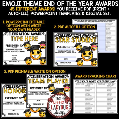 Emoji Theme End of the Year Awards Superlative Classroom