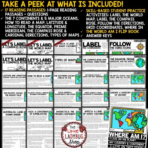 Geography Me on a World Map Skills Worksheets Continents and Oceans Maps Globes