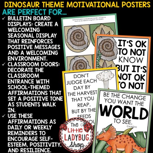 Motivational Positive Affirmations Prehistoric Dinosaur Theme Classroom Posters