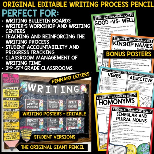 Writing Process Giant Pencil Posters Grammar Writers Workshop