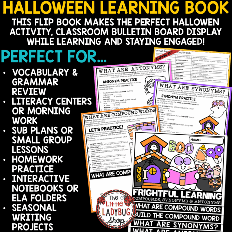 Halloween Compound Words Synonyms and Antonyms Activities - The Little ...