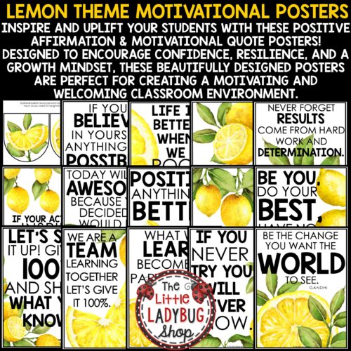Rustic Nature Fresh Lemon Theme Classroom Décor Posters Country Farmhouse