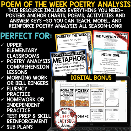Autumn Poem Fall October Poetry Reading Comprehension Passages 3rd 4th 5th Grade