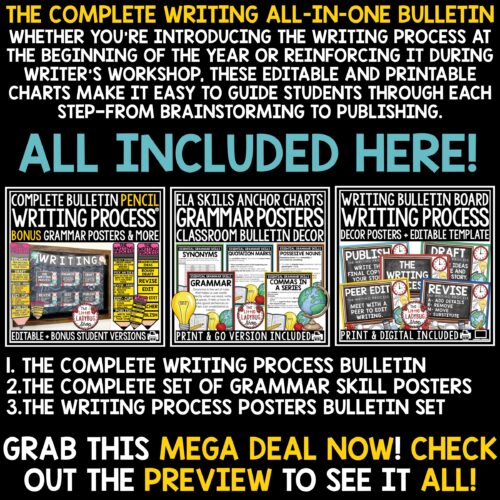 Writing Process Giant Pencil Posters Grammar Writers Workshop