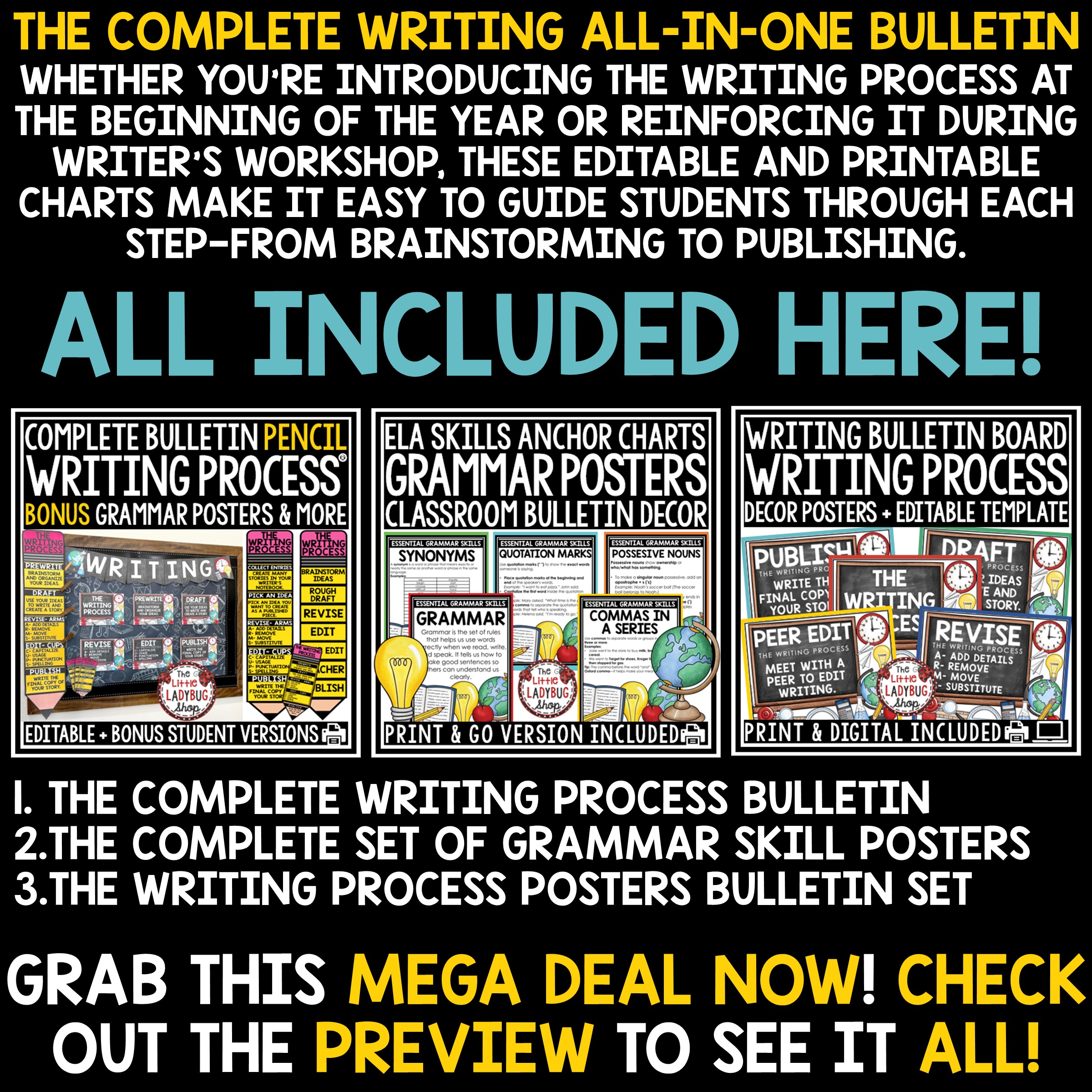 Writing Process Giant Pencil Posters Grammar Writers Workshop