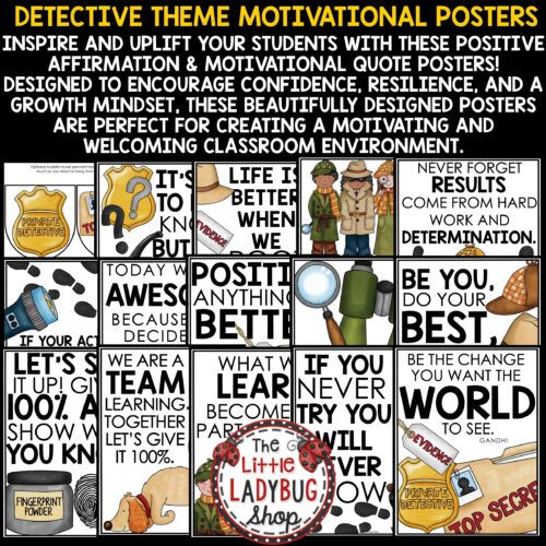 Detective Mystery Classroom Décor Theme Inspiration Positive Affirmation Posters