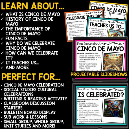 Cinco de Mayo Reading Passage Writing Activities Slideshow