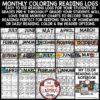 Coloring Homework Reading Logs Kindergarten 1st Grade Pre-K