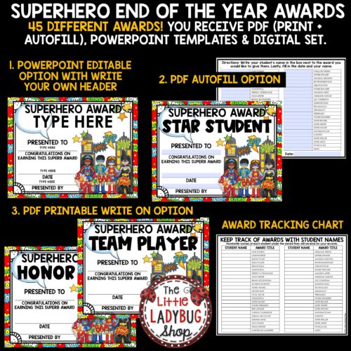 Superhero Theme End of the Year Awards Superlative Classroom