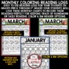 Coloring Homework Reading Logs Kindergarten 1st Grade Pre-K