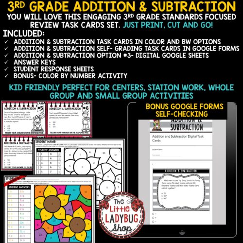 3rd Grade Math Addition and Subtraction STAAR Test Prep Problem Solving