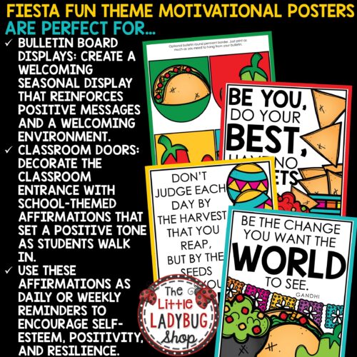 Fiesta Party Theme Positive Affirmations Posters Bulletin