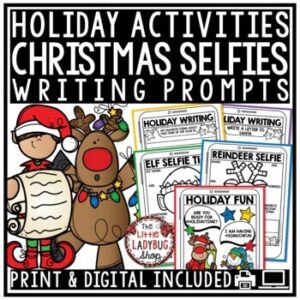 Snowman Elf Santa, Reindeer Christmas Writing Prompts Selfie Activities December-1