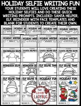 Snowman Elf Santa, Reindeer Christmas Writing Prompts Selfie Activities December-2