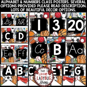 Sports Theme Classroom Decor Print & Cursive Alphabet Posters Bulletin Board-2