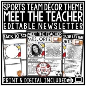 Sports Theme Welcome Back to School Letter Meet The Teacher Template Editable-1