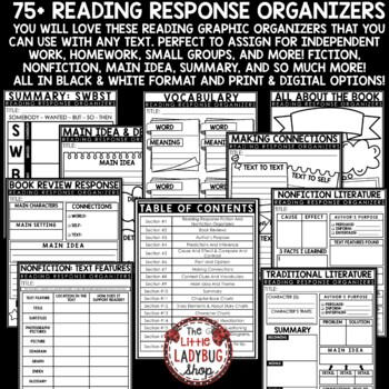 Story Element Fiction Nonfiction Reading Response Graphic Organizer Book Review-2
