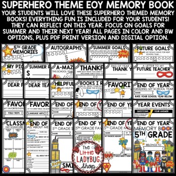 Superhero Theme 5th Grade Project End of Year Memory Book Writing Activities2